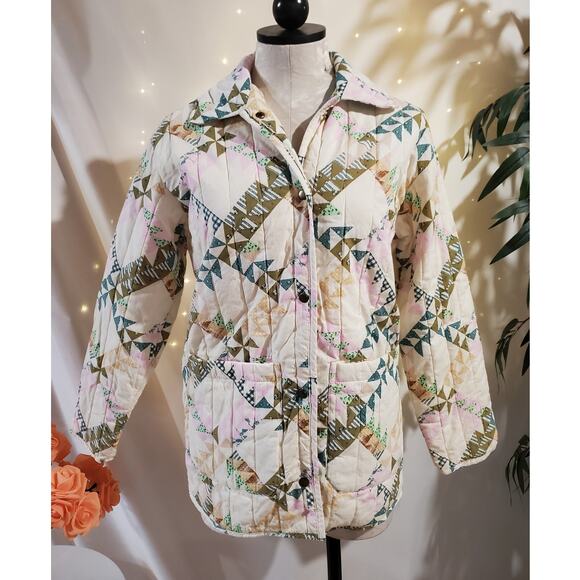 Universal Thread Quilted Patchwork Snap Jacket Size XS Cream Cottage Granny - Picture 1 of 9